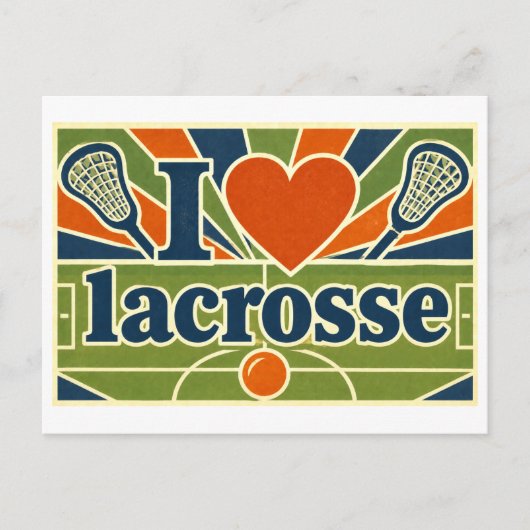 "Ik [Hart] Lacrosse" Briefkaart (Voorkant)