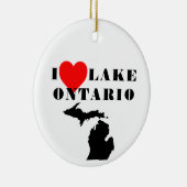 Ik hart Lake Ontario trots Great Lake State Keramisch Ornament (Rechts)