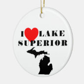 Ik hart Lake Superior trots Great Lake State Keramisch Ornament (Links)