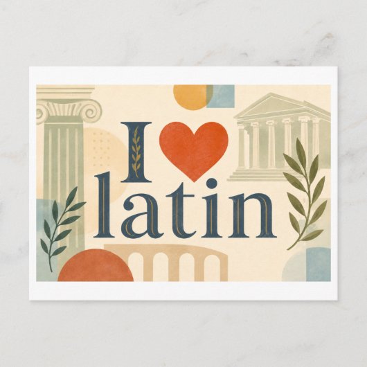 "Ik [Hart] Latijn" Briefkaart (Voorkant)