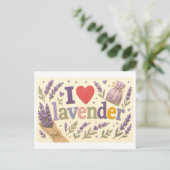 "Ik [Hart] Lavendel" Briefkaart (Staand voorkant)