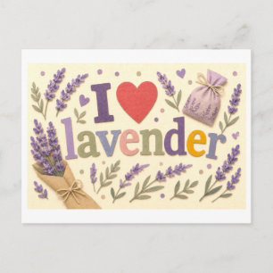 "Ik [Hart] Lavendel" Briefkaart