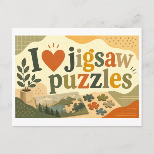 "Ik [Hart] Legpuzzels" Briefkaart (Voorkant)