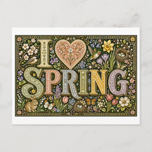 "Ik [Hart] Lente" Briefkaart (Voorkant)
