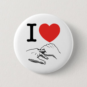Ik hart (liefde) Anal Ronde Button 5,7 Cm