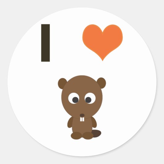Ik hart (liefde) Beavers Ronde Sticker (Voorkant)