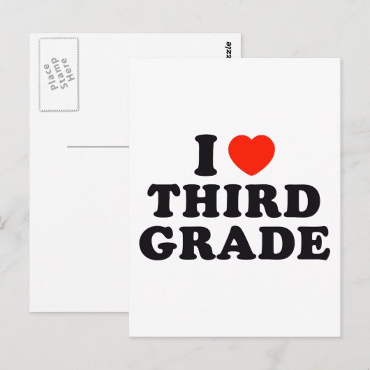 Ik hart / liefde derde klas briefkaart (Voorkant / Achterkant)