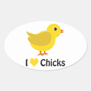 Ik hart (liefde) kippen! ovale sticker