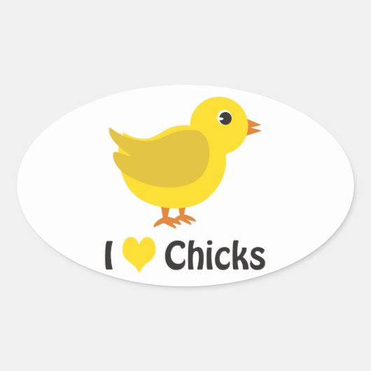 Ik hart (liefde) kippen! ovale sticker (Voorkant)