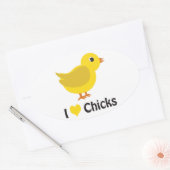 Ik hart (liefde) kippen! ovale sticker (Envelop)
