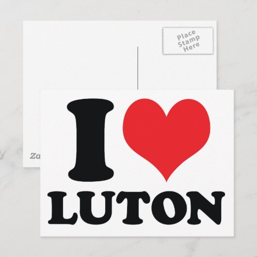 Ik hart / liefde Luton Briefkaart (Voorkant / Achterkant)