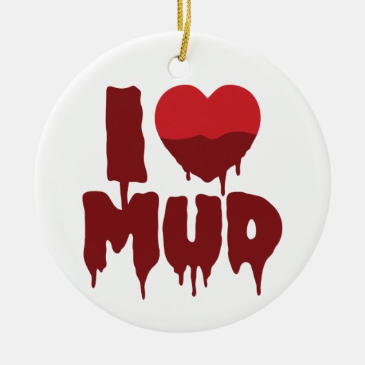 Ik hart (liefde) modder keramisch ornament (Voorkant)