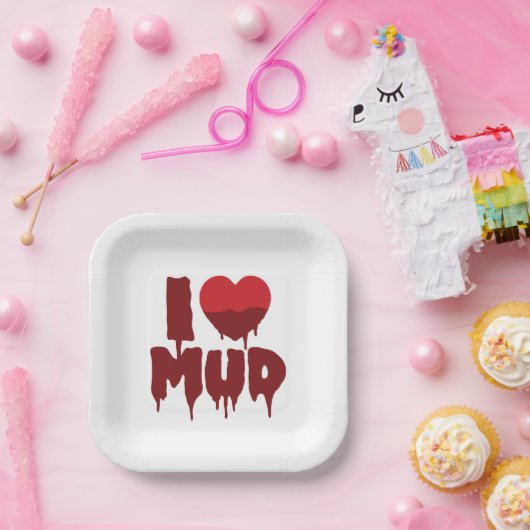 Ik hart (liefde) modder papieren bordje (Feest)