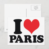 Ik hart/ liefde Parijs Briefkaart (Voorkant / Achterkant)