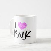 Ik hart Liefde Roze Gepersonaliseerde Chique Custo Koffiemok (Voorkant links)