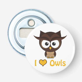 Ik hart (liefdesuil) button flesopener