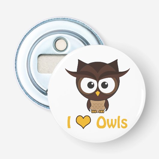 Ik hart (liefdesuil) button flesopener (Voorkant)