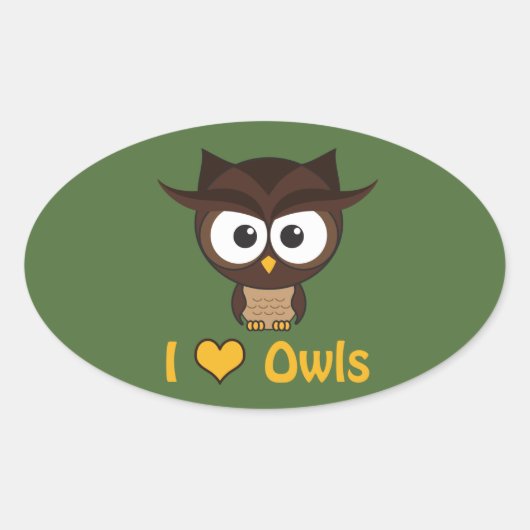 Ik hart (liefdesuil) ovale sticker (Voorkant)