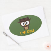 Ik hart (liefdesuil) ovale sticker (Envelop)