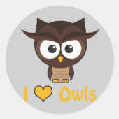 Ik hart (liefdesuil) ronde sticker (Voorkant)