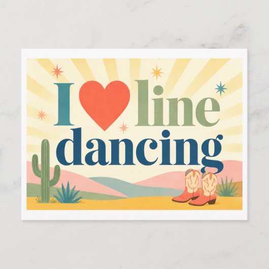 "Ik [Hart] Line Dansen" Briefkaart (Voorkant)
