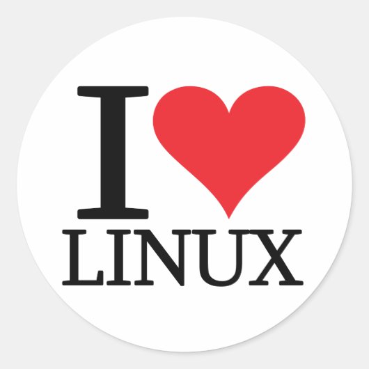 Ik hart Linux Ronde Sticker (Voorkant)