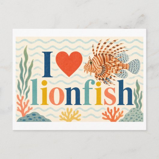 "Ik [Hart] Lionfish" Briefkaart (Voorkant)