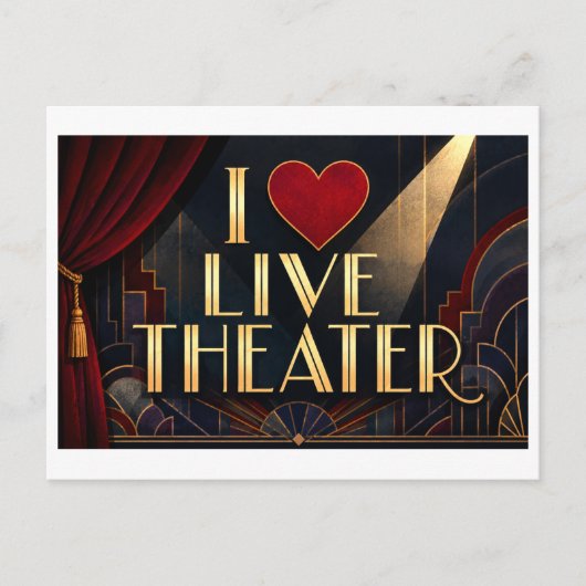 "Ik [Hart] Live Theater" Briefkaart (Voorkant)
