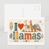 "Ik [Hart] Llama's" Briefkaart (Voorkant / Achterkant)