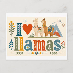 "Ik [Hart] Llama's" Briefkaart