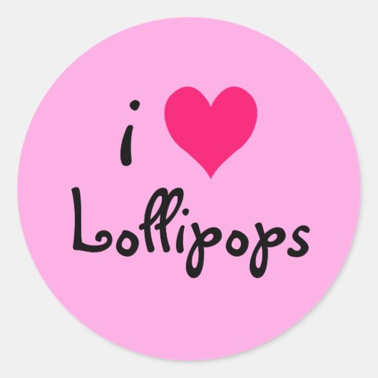 Ik hart Lollipops Ronde Sticker (Voorkant)