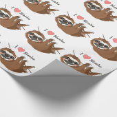 Ik hart luiaards baby dieren cadeaupapier (Hoek)