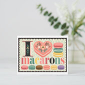 "Ik [Hart] Macarons" Briefkaart (Staand voorkant)