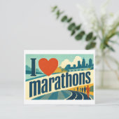 "Ik [Hart] Marathons" Briefkaart (Staand voorkant)