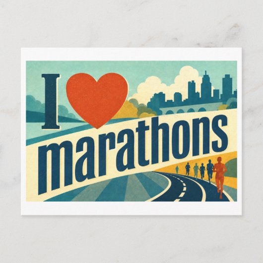 "Ik [Hart] Marathons" Briefkaart (Voorkant)