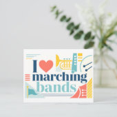 "Ik [Hart] Marching Bands" Briefkaart (Staand voorkant)