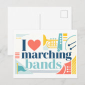 "Ik [Hart] Marching Bands" Briefkaart (Voorkant / Achterkant)