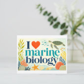 "Ik [Hart] Mariene Biologie" Briefkaart (Staand voorkant)