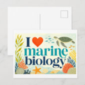 "Ik [Hart] Mariene Biologie" Briefkaart (Voorkant / Achterkant)
