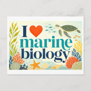 "Ik [Hart] Mariene Biologie" Briefkaart