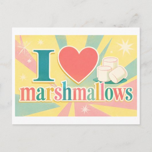 "Ik [Hart] Marshmallows" Briefkaart (Voorkant)