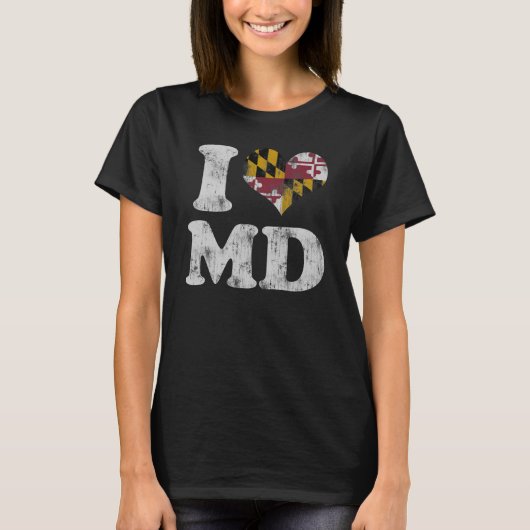 Ik hart Maryland Flag MD T-shirt (Voorkant)