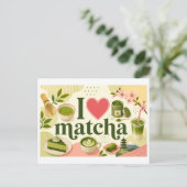 "Ik [Hart] Matcha" Briefkaart (Staand voorkant)