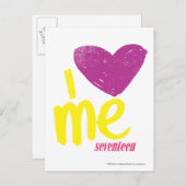 Ik hart me Paars/geel Briefkaart (Voorkant / Achterkant)