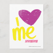 Ik hart me Paars/geel Briefkaart (Voorkant)