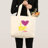 Ik hart me Paars/geel Grote Tote Bag (Voorkant (product))