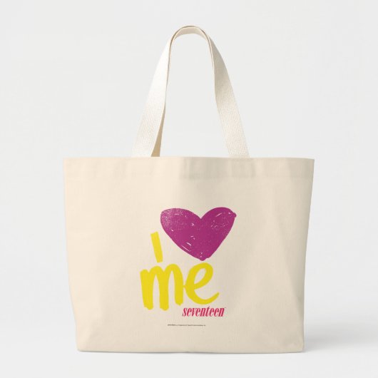 Ik hart me Paars/geel Grote Tote Bag (Voorkant)