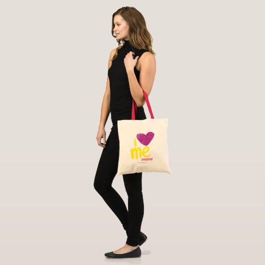 Ik hart me Paars/geel Tote Bag (Voorkant (model))