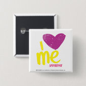 Ik hart me Paars/geel Vierkante Button 5,1 Cm (Voorkant /achterkant)