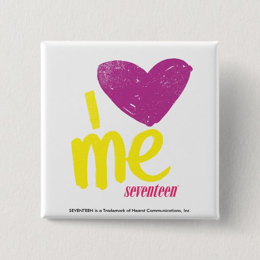 Ik hart me Paars/geel Vierkante Button 5,1 Cm (Voorkant)